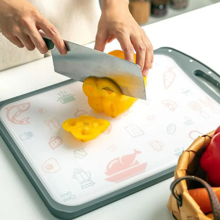 custom logo eco friendly colored green cute cheapest pe pp hdpe large with handle  plastic cutting board set