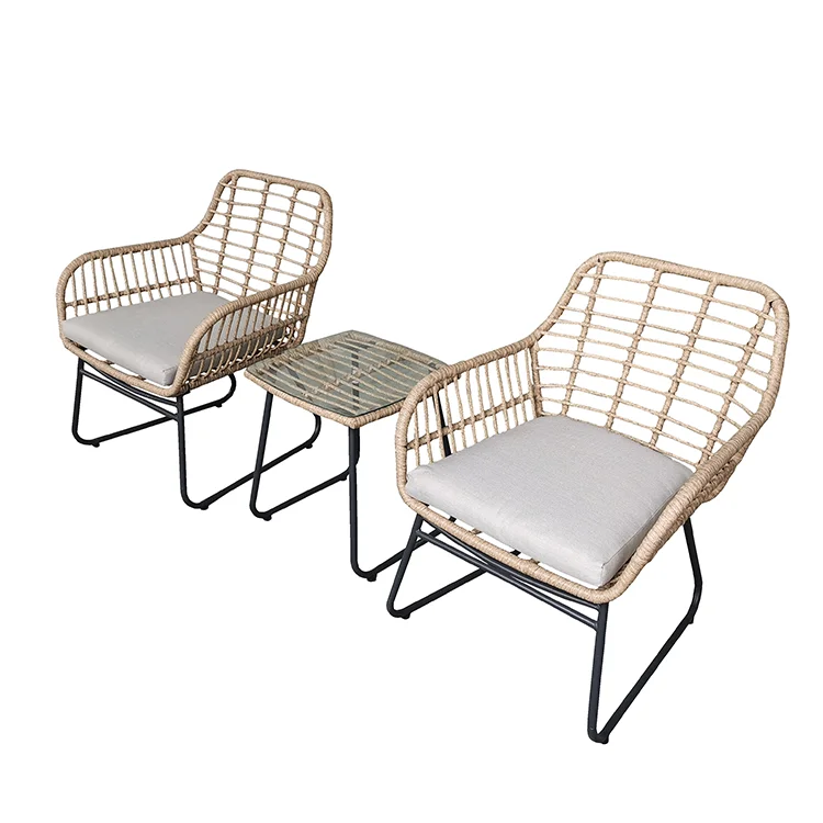 cheap low price Outdoor Furniture Rattan Coffee Chair Steel Garden Armrest Chair for Hotel Coffee Shop