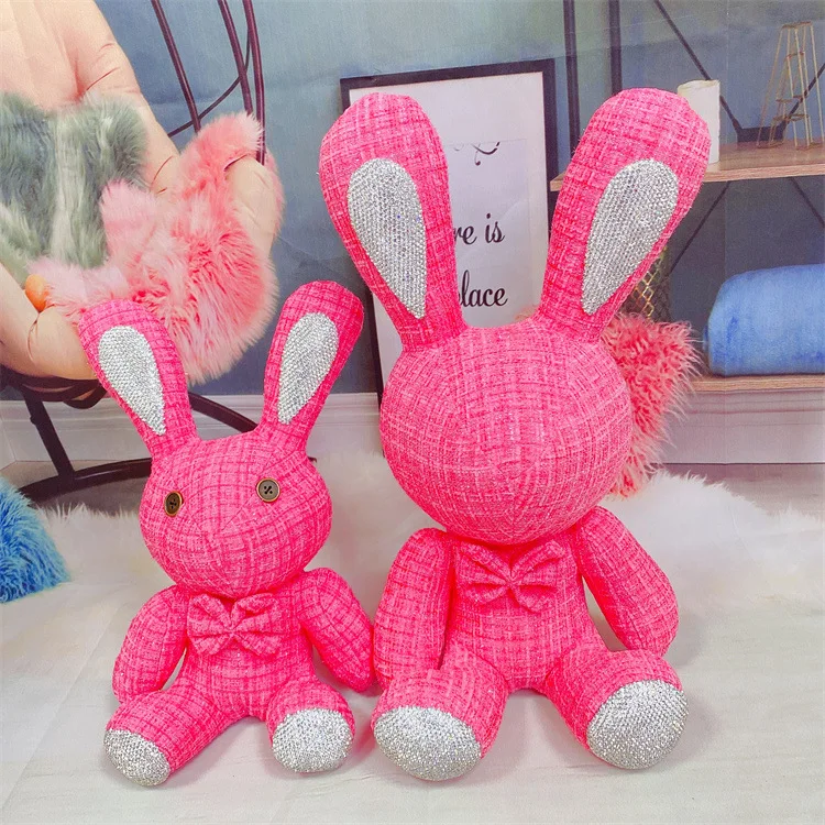 Rabbit Bunny Birthday Gift Party Easter Decoration Cute Little White PU Leather Rabbit Plush Toys