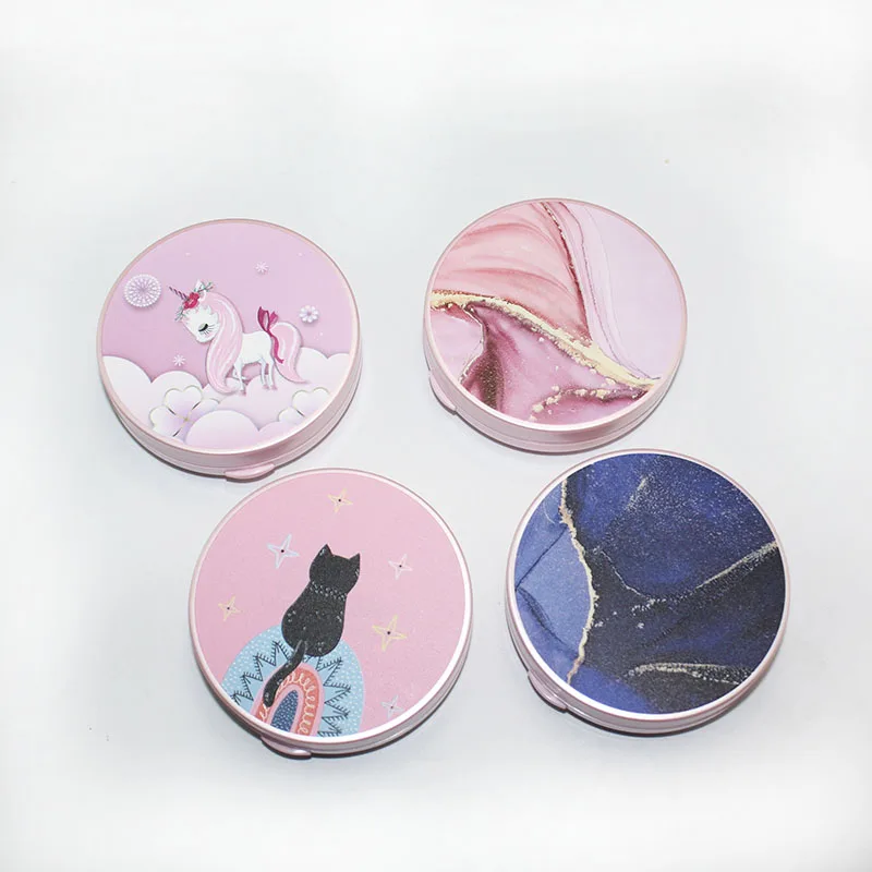 In stock Pink empty compact powder case make your LOGO round compact powder case