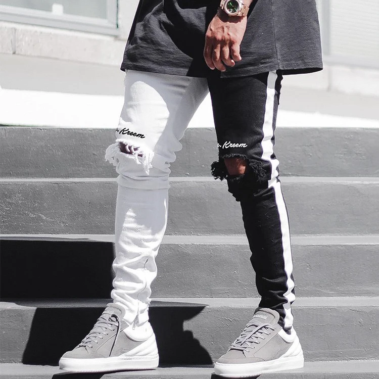 
Custom Men Jeans Slim Denim Distressed Skinny Jeans 