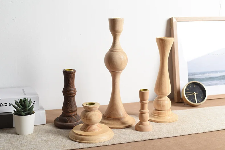 Custom Creative Candle Ornaments Wooden Relief Candlestick Crafts Ornaments Exquisite Solid Wooden Candlestick