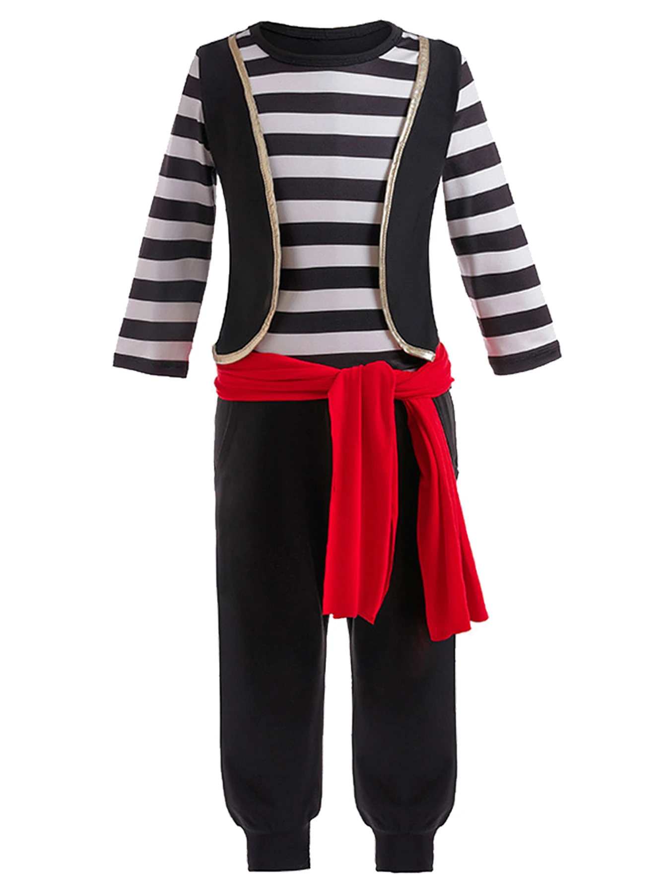 Children Pirate Costume Suit Toddlers Boys Halloween Carnival Cosplay Dress UP Outfits Hat+Eyepatch