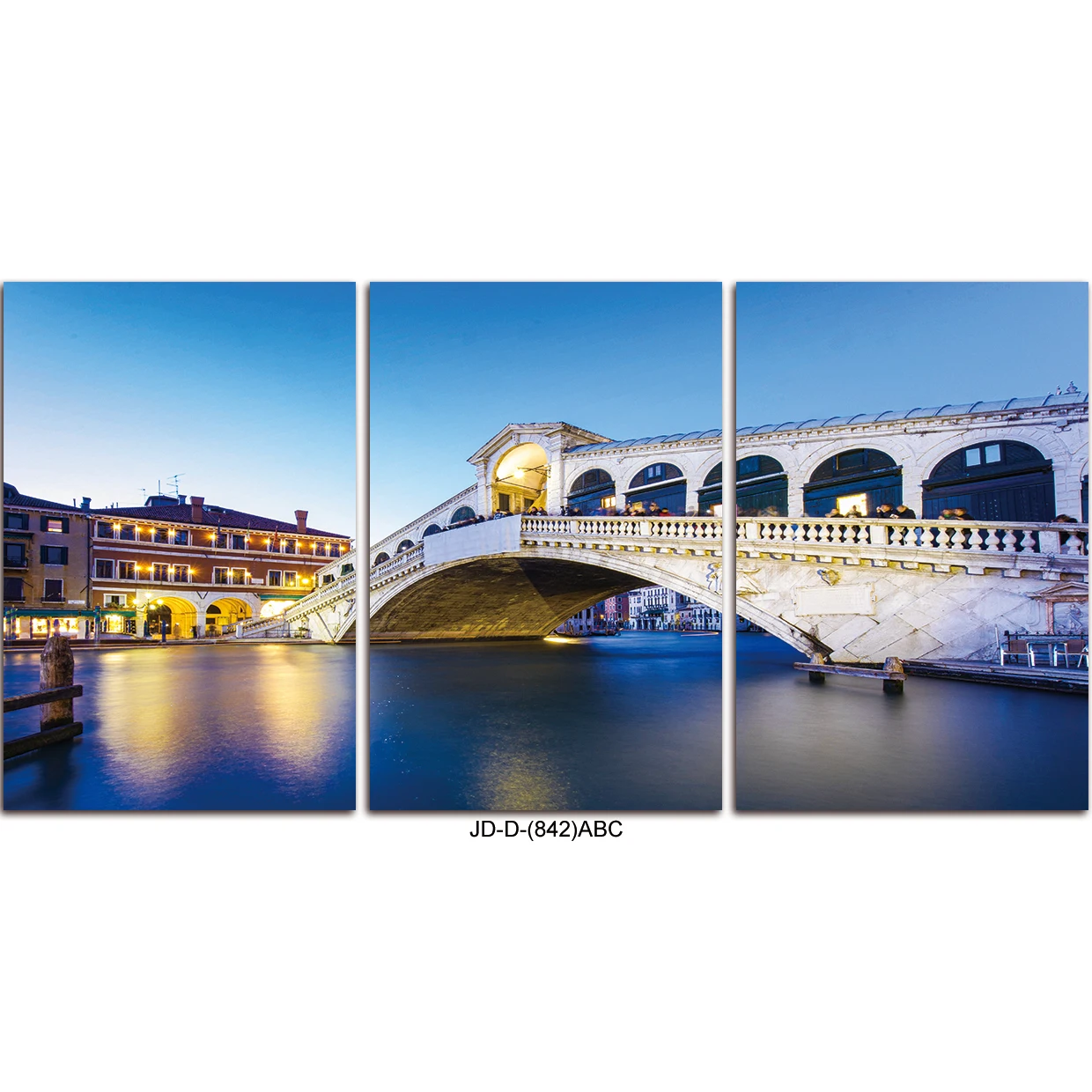 Venice Night Artwork Italy canal Building Bridge Frameless Acrylic prints Landscape Wall Oil Painting home decor
