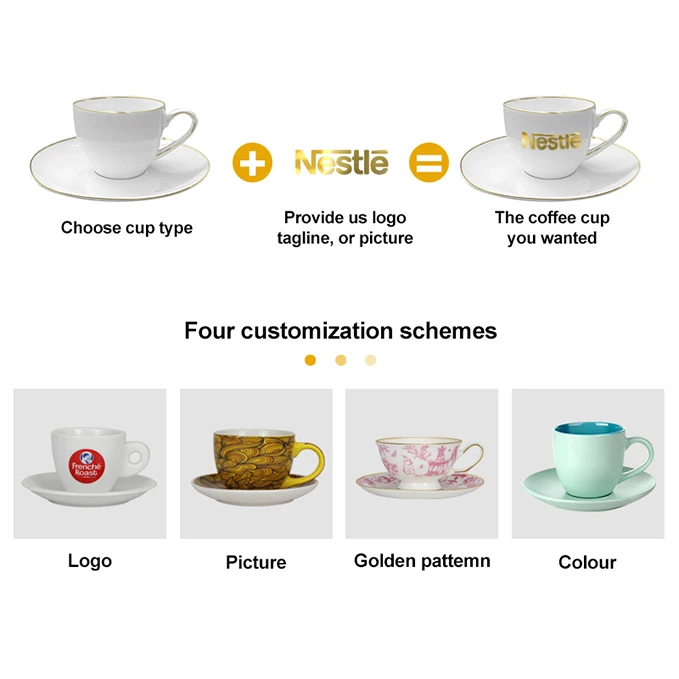 Изготовленный на заказ 150 мл капучино керамическая кофейная чашка фарфоровая эспрессо с печатным логотипом бренда или компании