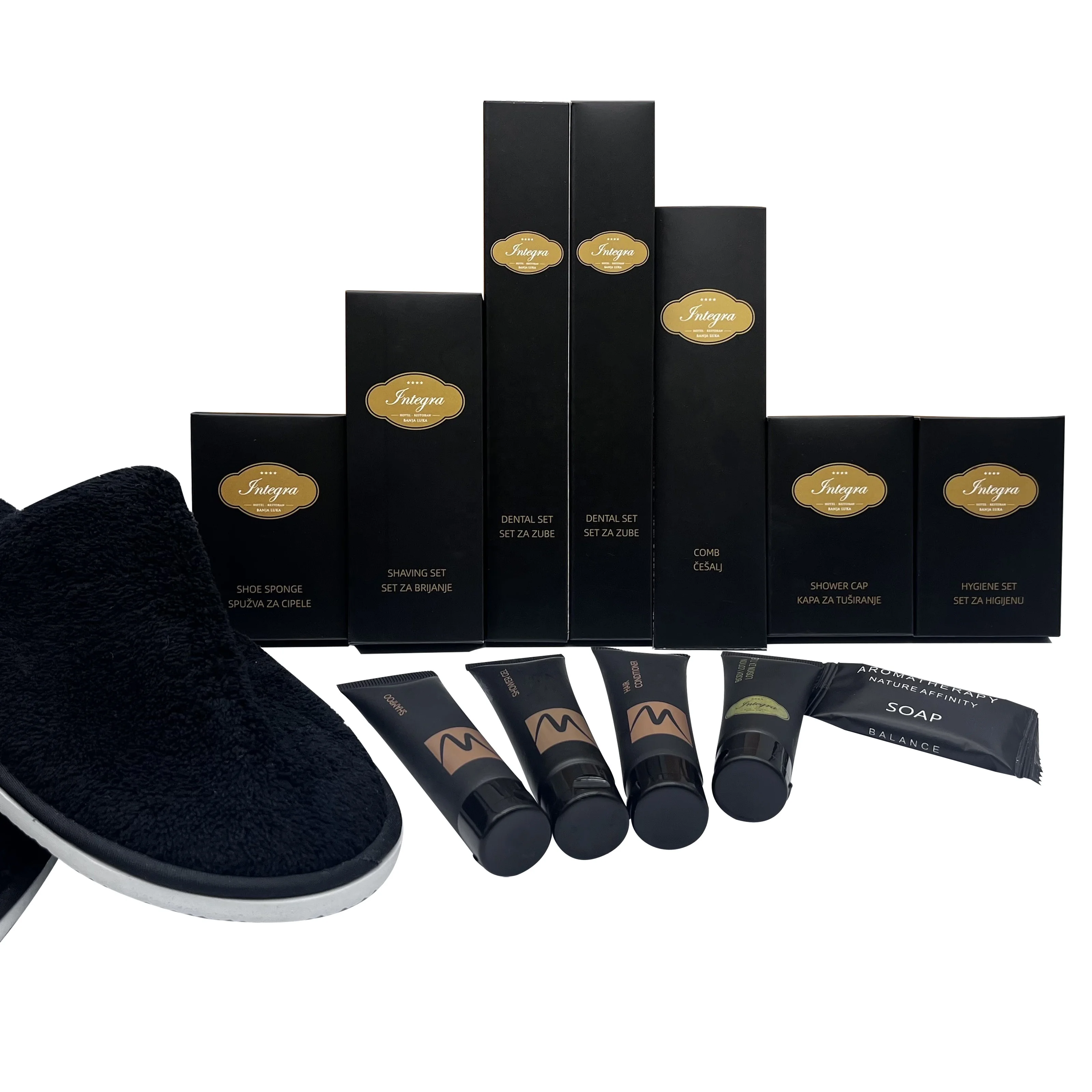 Black Custom Cosmetics Kit Bathroom Mini Soap Disposable Hotel Guestroom SPA Amenities Supplies Serie