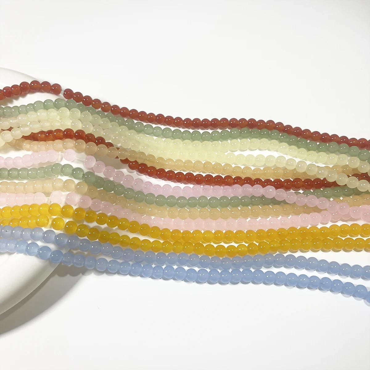 140Pcs/Strand 6mm Colorful Glass Beads Round Loose Spacer Beads for DIY Bracelet Necklace Jewelry Making Accessories