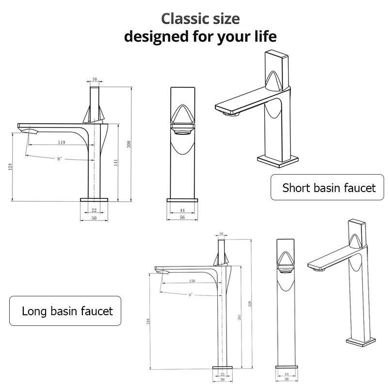 AMAXO polished chrome single hole single handle the brass hight  mixer long basin faucet