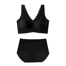 Глубокий V-образный вырез, небольшой волнистый жилет без маркировки, нижнее белье, женский спортивный тонкий бюстгальтер, комплект нижнего белья