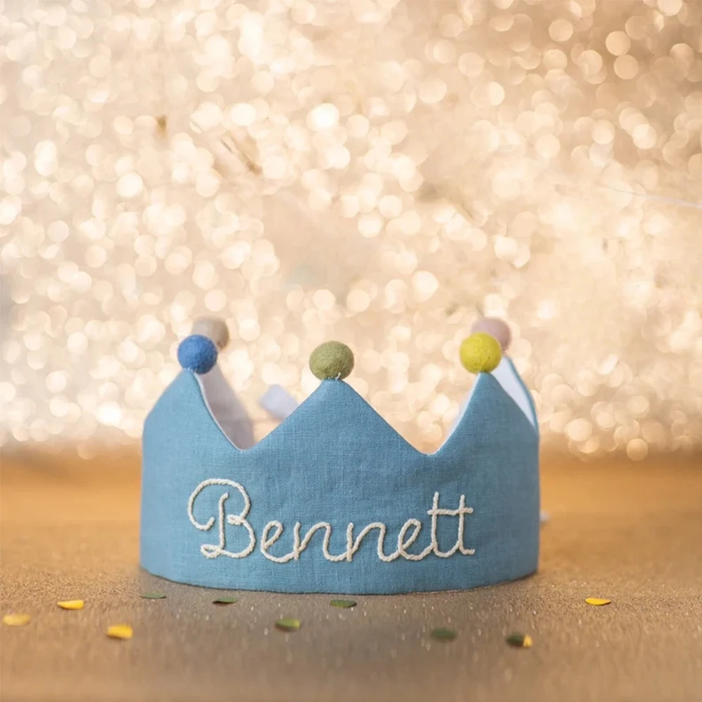 Soft Girl Baby For Kids Pom Pom Solid Color Infant Newborn Crowns Happy Birthday Hat