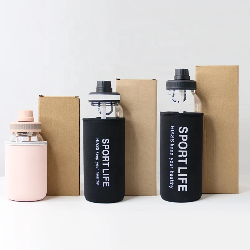 Hot Selling 700ml New Products Eco-Friendly Custom Gift DrinkingJuice Glass Water Bottle with Packaging Box