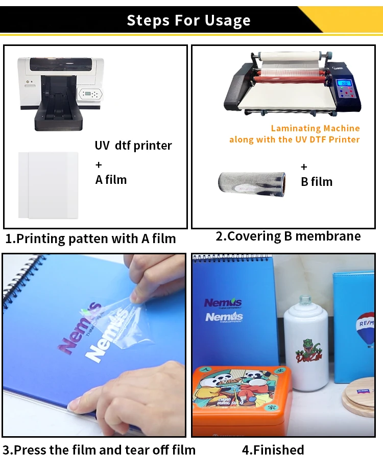 Xin flying Mini 30cm Print Directly On Crystal Sticker Uv Dtf Printer Glass Plastic Leather Laminated Printing Uv Dtf Printer