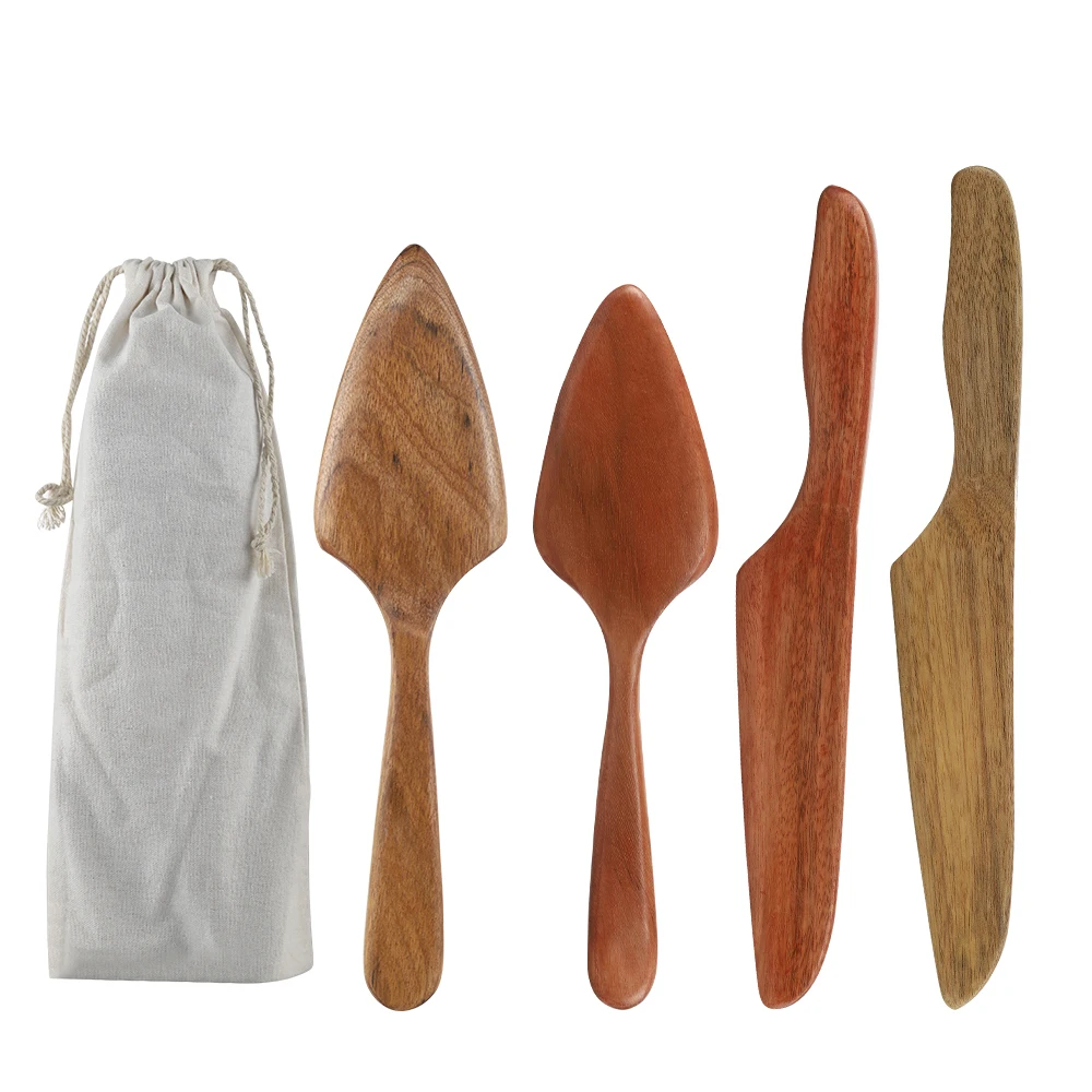 Disposable Wooden Cake Slice Cake Cutter Cake Knife for Party Wedding Kitchen Knife Set
