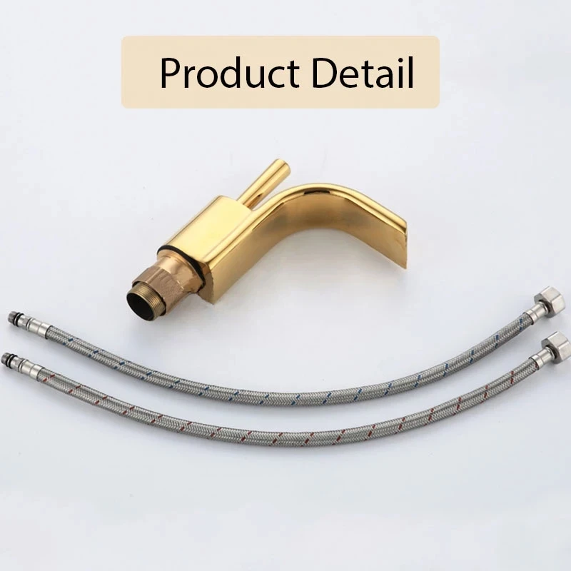 Bathroom Sink Taps Waterfall Basin Mixer One Handle Lever Gold One Hole Mount Lavatory Faucets torneira misturadora banheiro