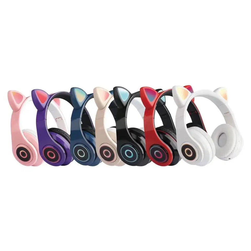 True Stereo Gaming headphone Earphone V5.0 Bt in ear Earbuds Anc Headphones B39 Girls Cute earphone with cat ears