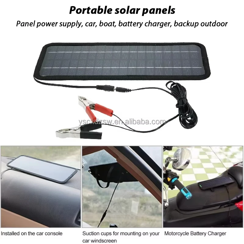 Portable Solar Panels Charger for Car Motorcycle Kick Scooter Efficient Battery Maintenance