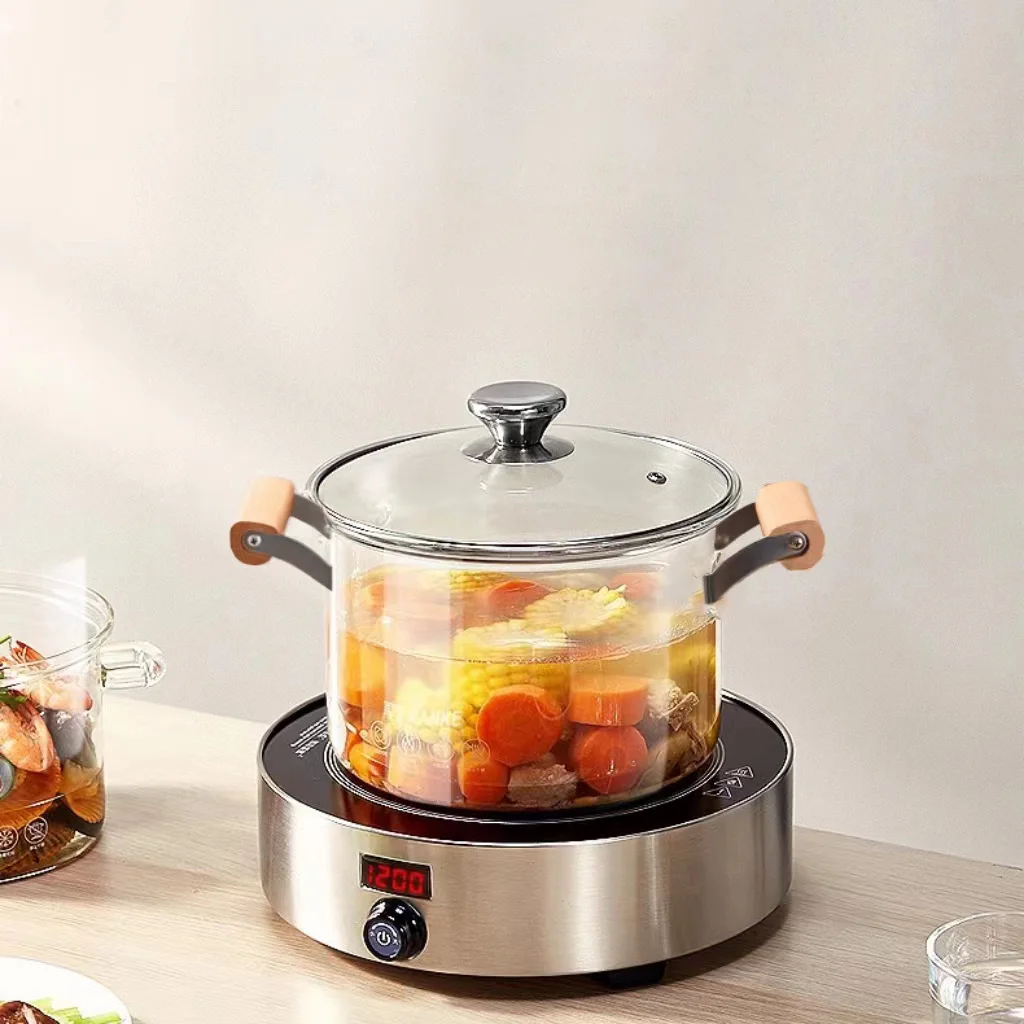 2.5L 3.5L 4.5L 5.5L высококачественный кухонный термостойкий высокоборосиликатный прозрачный стеклянный горшок с крышкой и ручкой