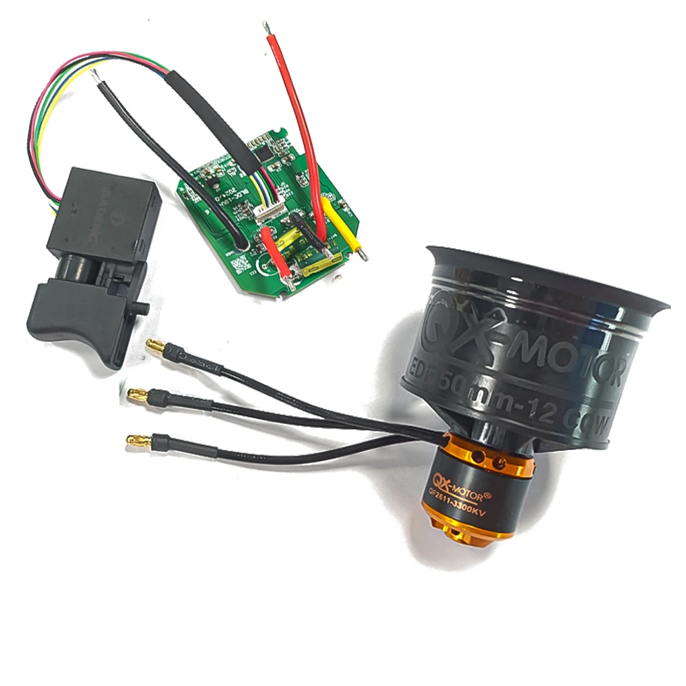 QX-MOTOR 50MM EDF 12 Blades ducted fan brushless motor QF2611 3300KV CW CCW with 1000W control board for violent fan parts