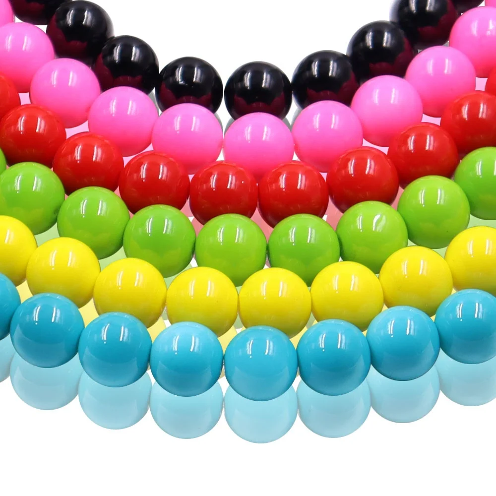 Wholesale 12mm Solid Color Crystal Glass Beads 48 Stock Mixed Colors Non-Trace Baking Varnished Loose Beads for Jewelry