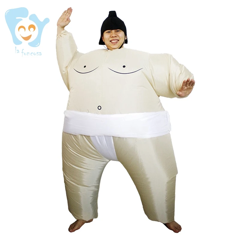 Adults Halloween Costumes Funny Fat Inflatable Sumo Wrestling Costumes Air Blow UP Suits