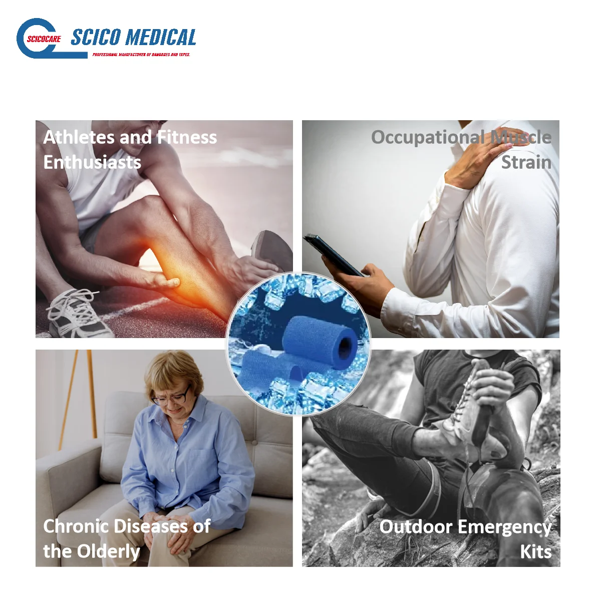 medical elastic compress cold cooling bandage with methol for muscle pain relief