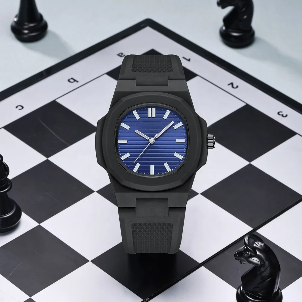 Classic Square Sport Waterproof Luminous Silicone Polycarbon Quartz Watch Custom Online Shopping Mens Style Watches