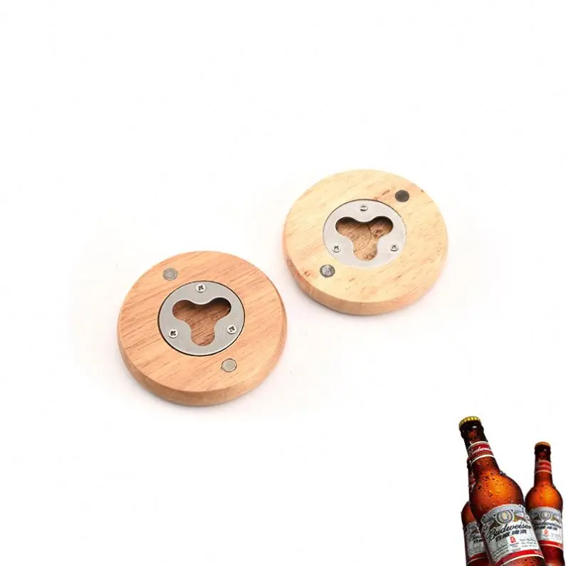 Wooden Round Shape Bottle Opener  Beer Bottle Opener Stainless steel corkscrew