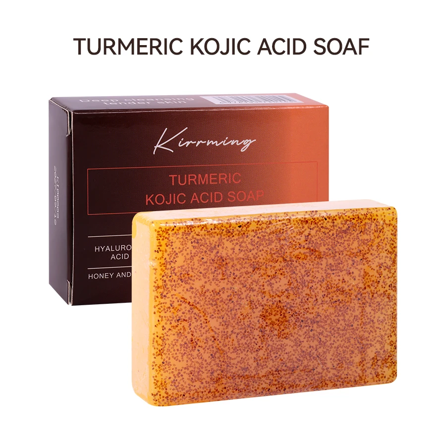 Private Label Nourishing Glowing Whitening Kojic Acid Soap Vitamin C Turmeric Hyaluronic Acid Face Body Soap 100g