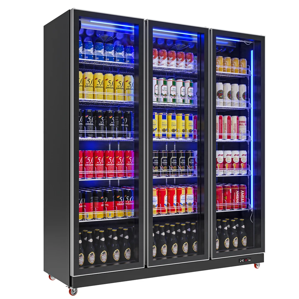 Black body R290 refrigerant gas colourbond upright bar display fridge