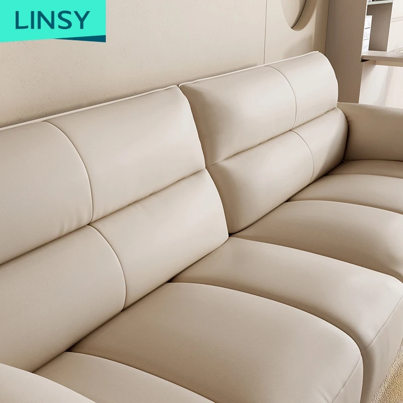 European Chesterfield Style 4-Seater Beige Leather Sofa Minimalist Design for Home or Hotel Use PS060-D Living Room Furniture