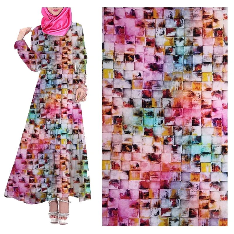 
Digital Printing No MOQ Hot Selling Soft satin Dress Silk Poplin Rayon broken card Clothing Clothes Material Textile Fabric 