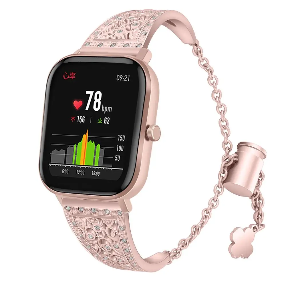 
 Мода OEM/ODM цветочный узор нержавеющая сталь часы ремешок Женский браслет Регулируемая цепь для Смарт часы Huami  