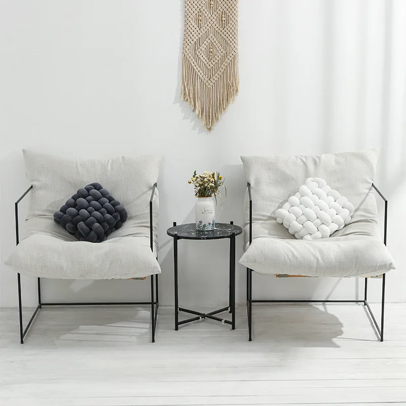 European ins style Solid color plush throw pillows Modern simple square woven chair cushion living room decoration sofa cushions