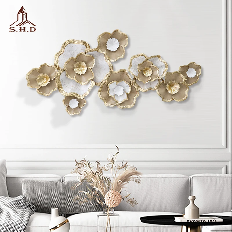 Living Room Sofa Background Wall Decoration Bedroom Wall Decoration Fashion Flowers Wrought Iron Wall Decoration