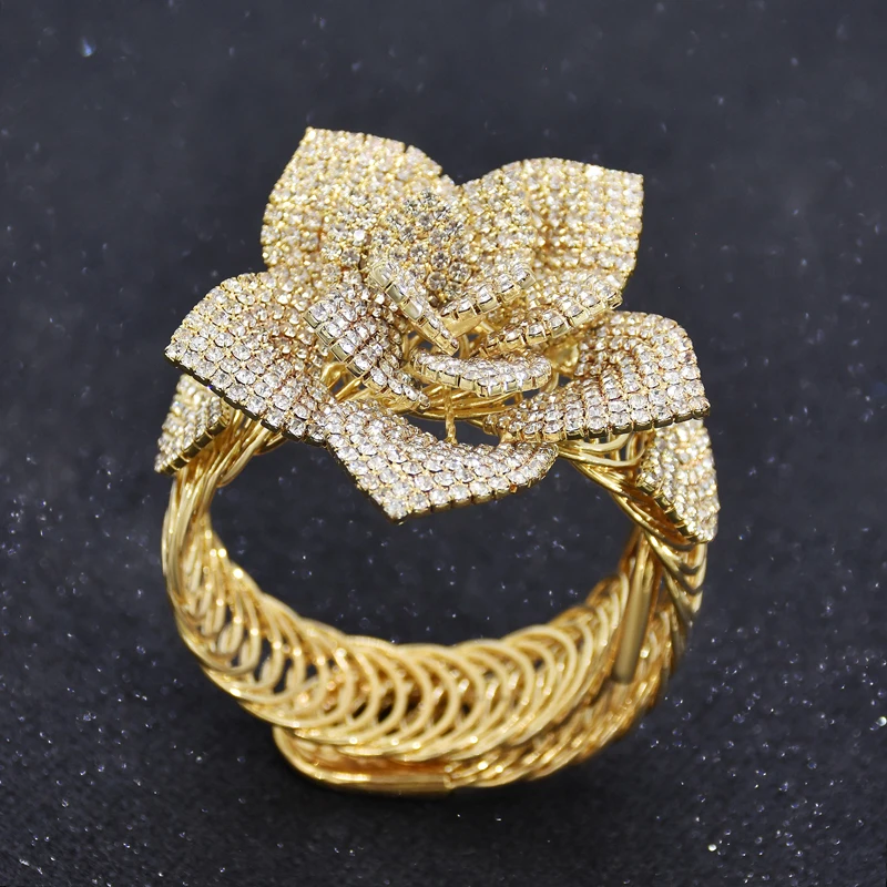 
Crystal flower heart charm bracelet fashion popular rose gold rhinestone bracelet 