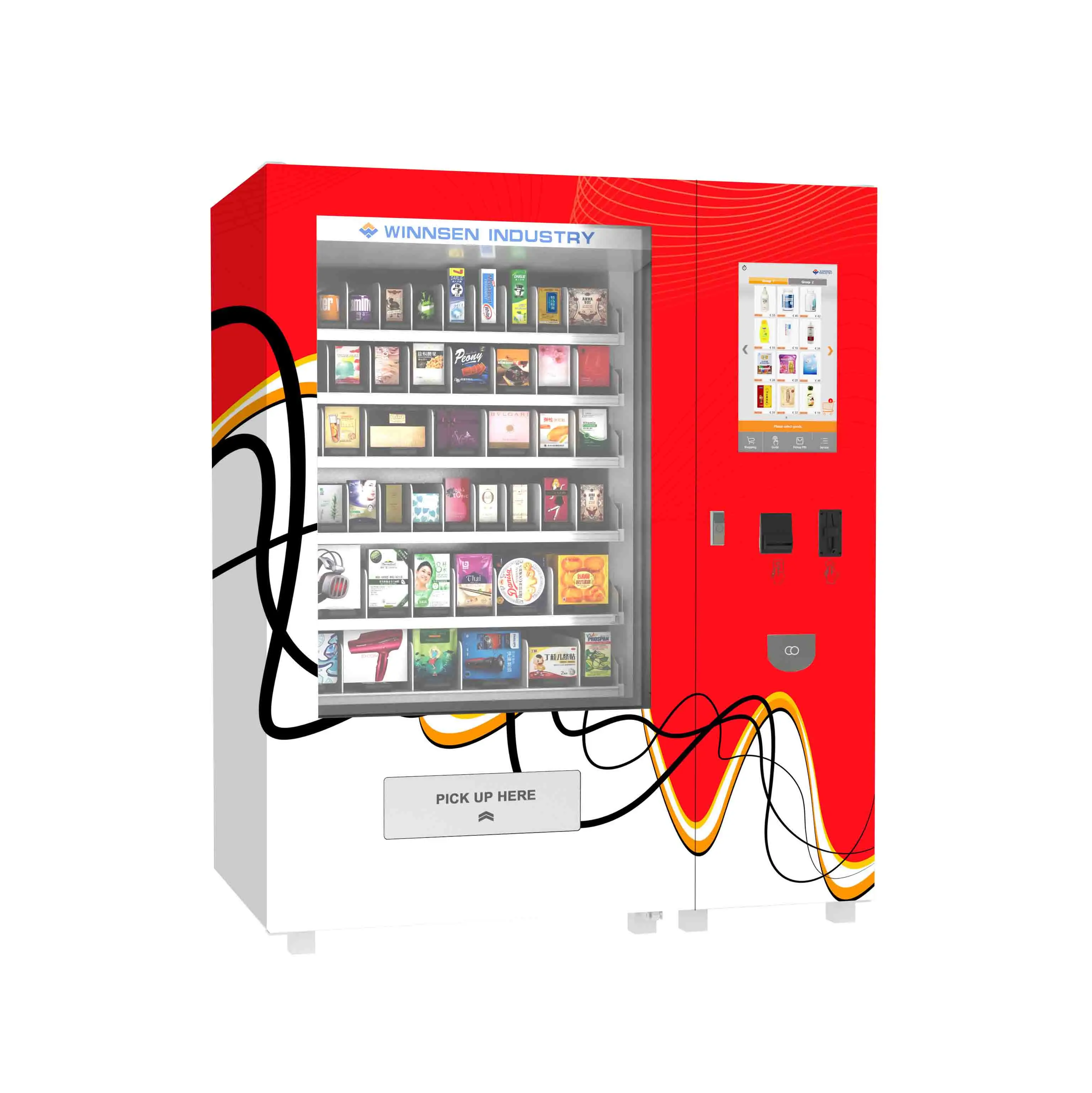 Toy mini mart vending machine for shopping mall avoid touch with advertising function no-touch purchase