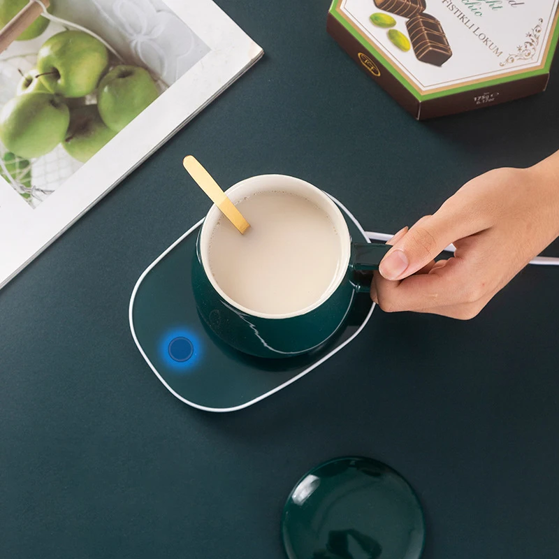 Nordic Style Temperature Control Self Heating Display Wholesales Smart USB Heated Mug Warmer Mug Set