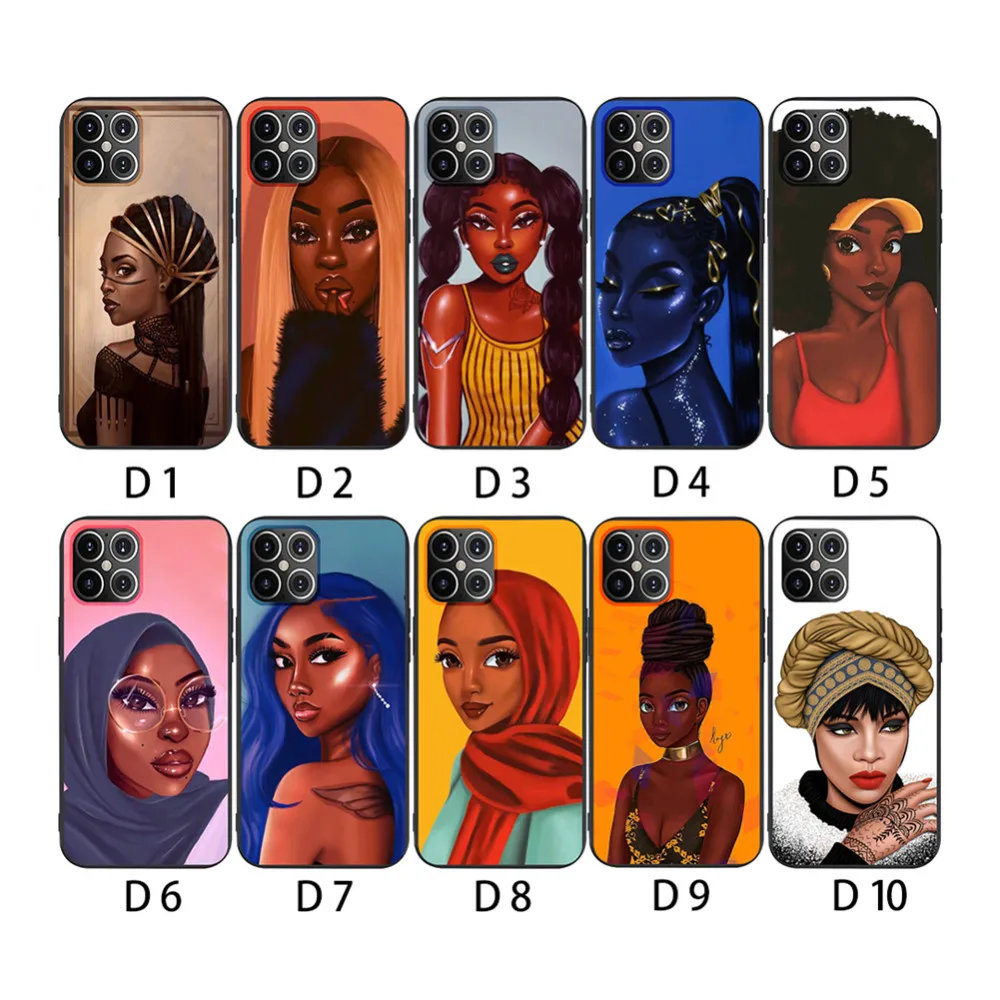 Cartoon paint black girls Soft cell Phone cover For iPhone 6 7 8 PLUS