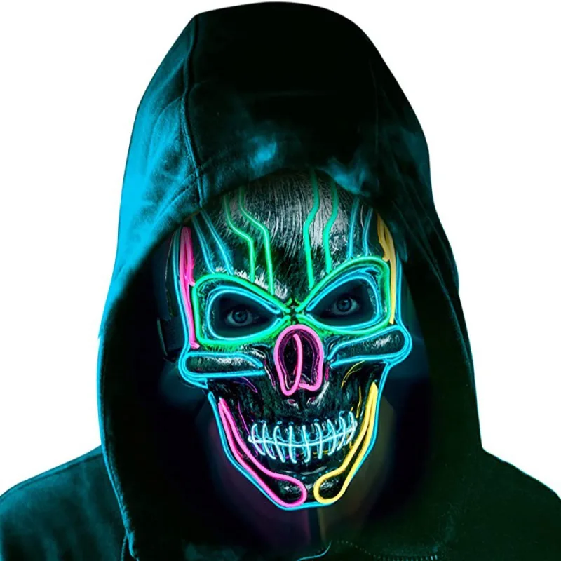 Halloween Cosplay Raves and Parties El Wire  LED Skull Full Face Mask