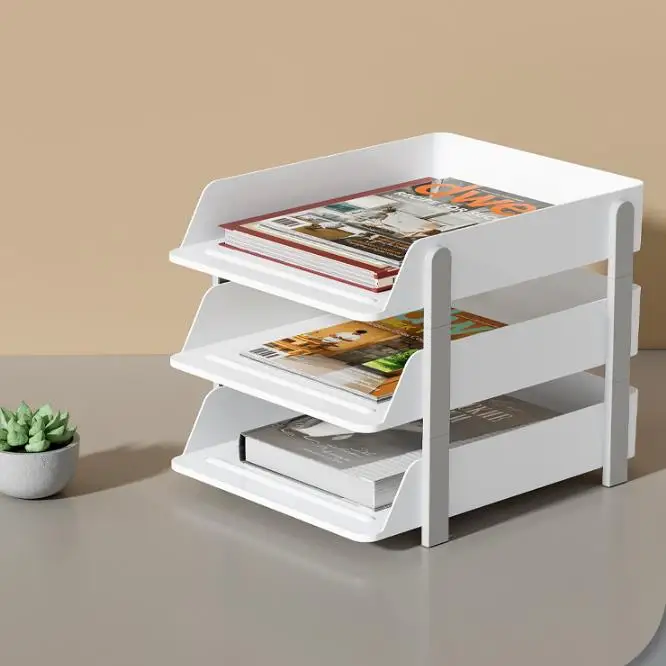 Multi-layer file rack data rack desktop creative office classification supplies storage A4 paper horizontal layered rack