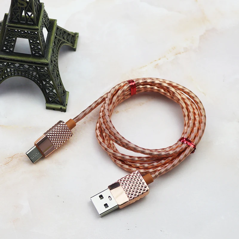 Wik Zinc Alloy Metal Spring Fast charging data transferring usb microphone cable Micro usb cable