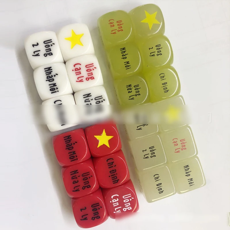 Spot New Products Custom Logo Russian French English Glow In The Dark Vietnamese Cube Dice