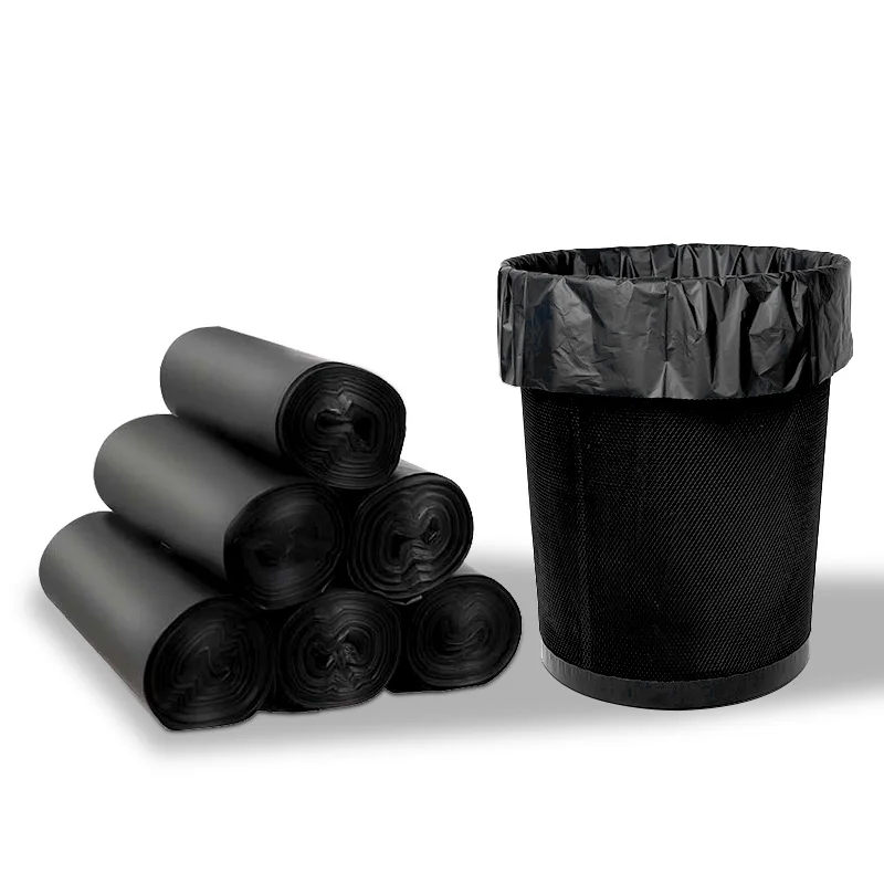 Custom logo eco biodegradable compostable pla bin liner rubbish bag degradable refuse sacks garbage trash bags with flat top