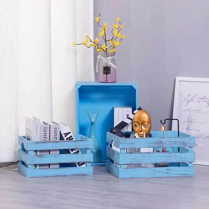 Rustic White Washed Wood Mail Box Storage Holder File Organizer Tabletop Wooden Basket Letter Script Design Envelope Folder