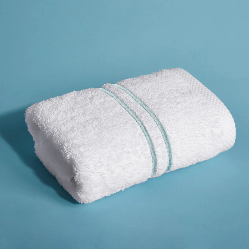 100% Cotton white Luxury embroidery 2 lines Hand Towel for 5 star hotel spa bathroom