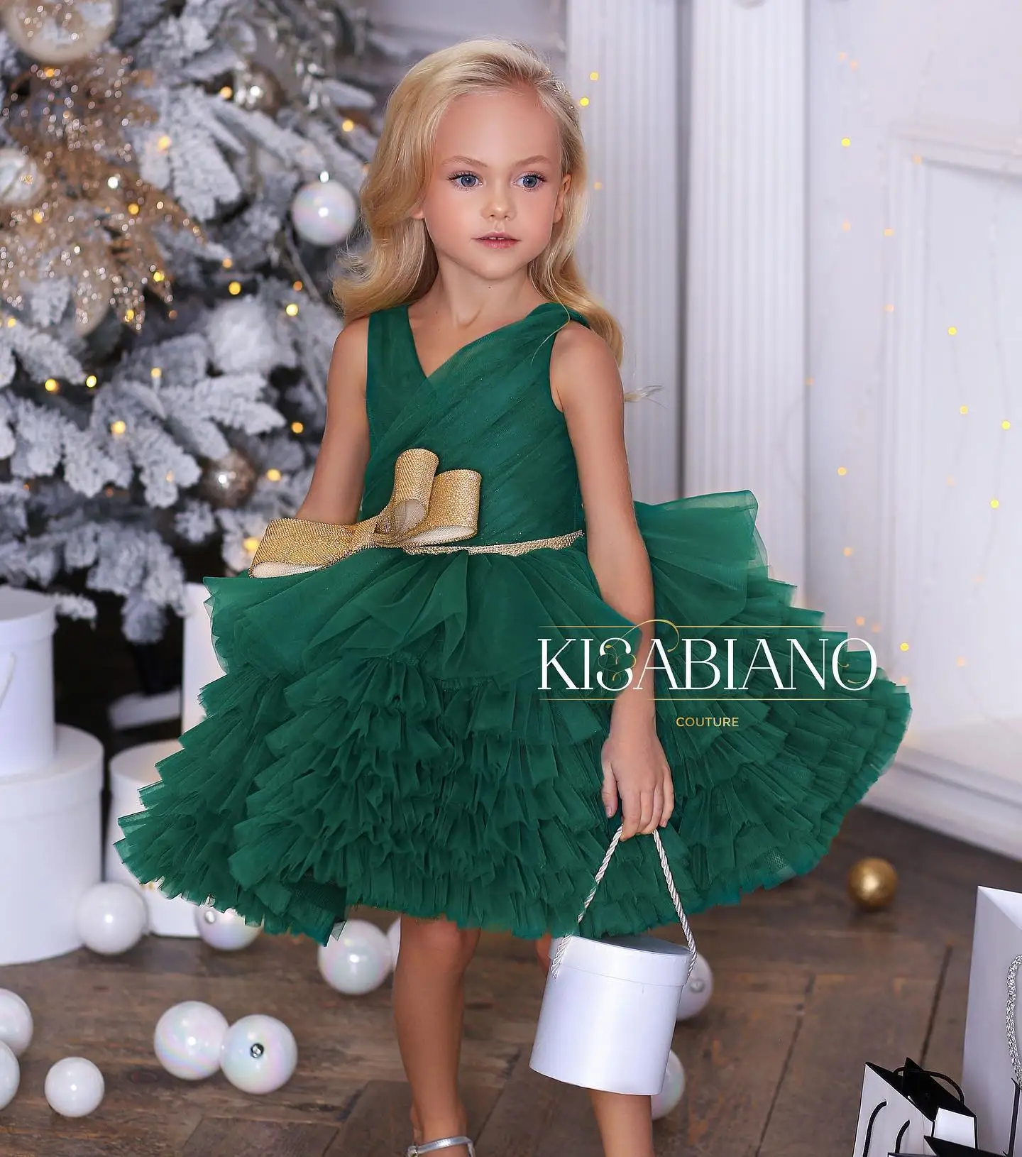 Change-Champagne Sequin Satin Tulle Wedding Flower Girl Dress with Belt and Flower