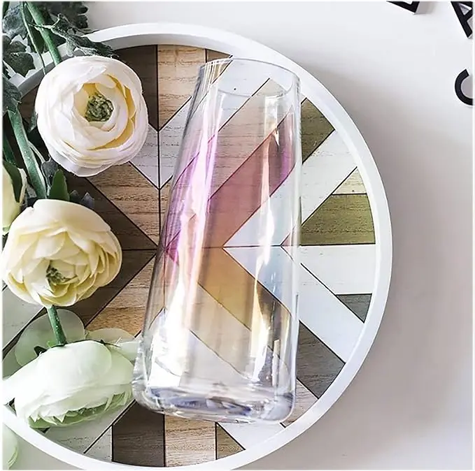 Pristine Beauty Clear Glass Vase Modern Coating Color Wedding Flower Glass Vase for Home Decoration
