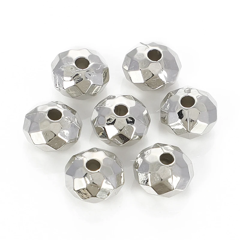 100pcs/bag KC Rhodium Bulk Wheel Round CCB Plastic Beads Loose Spacer Bead For DIY Jewelry Making Bracelet Necklace