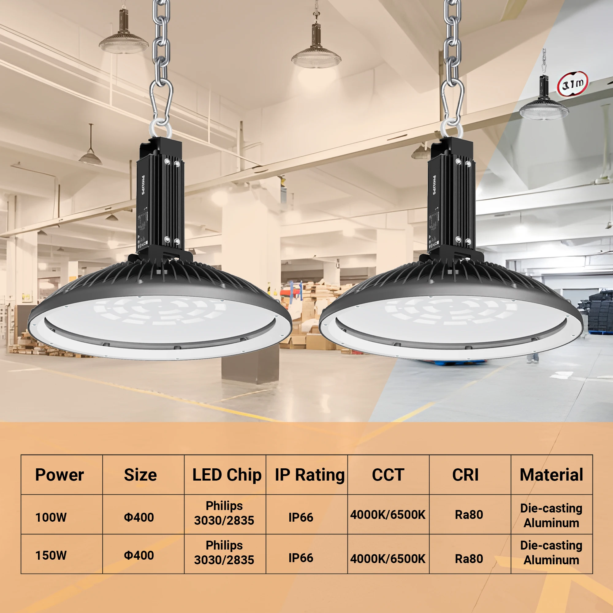 Factory Price 100W 150W  220V 110V Aluminum Black Round Industrial Waterproof High Bay Led Lights for Warehouse Workshop