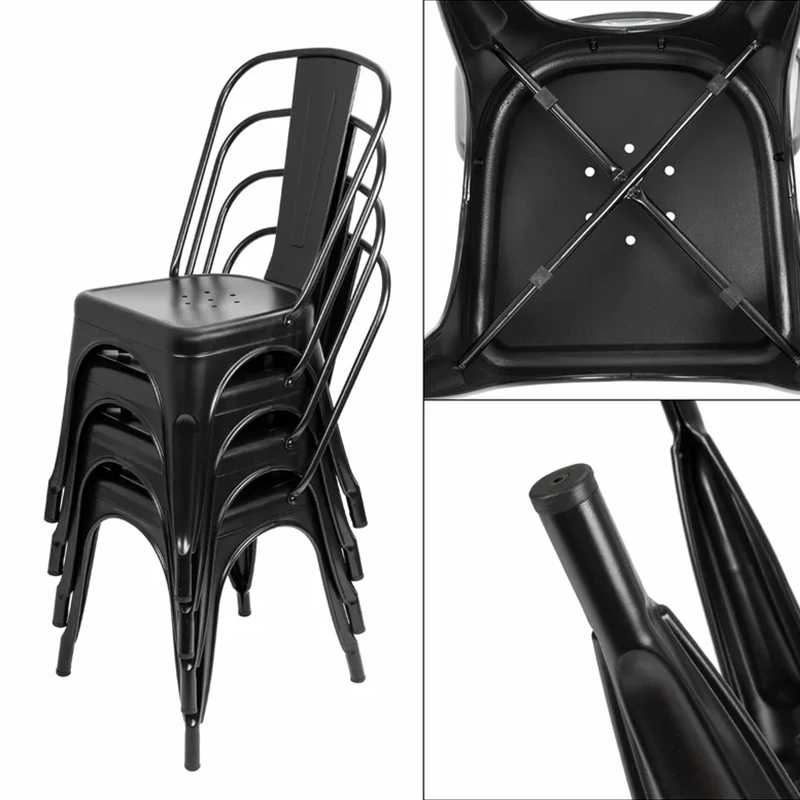 Factory Cheap Outdoor Indoor Cafe Restaurant Metal Chairs Industrial Vintage Style Stackable Antique Dining Black Tolix Chairs